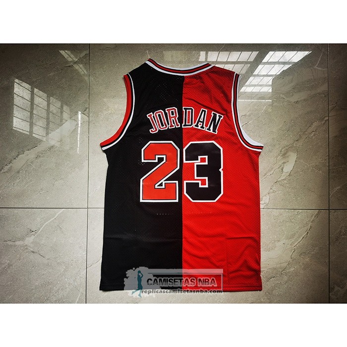Camiseta Chicago Bulls Michael Jordan NO 23 Split Negro Rojo